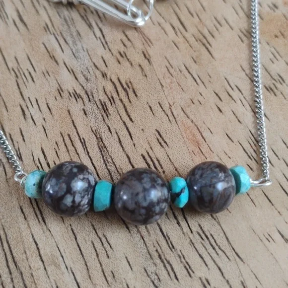 Kingman Turquoise and Jasper Necklace - Picture 4 of 10